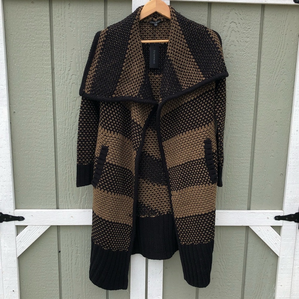 Dynamite Cardigan with faux Leather Detail